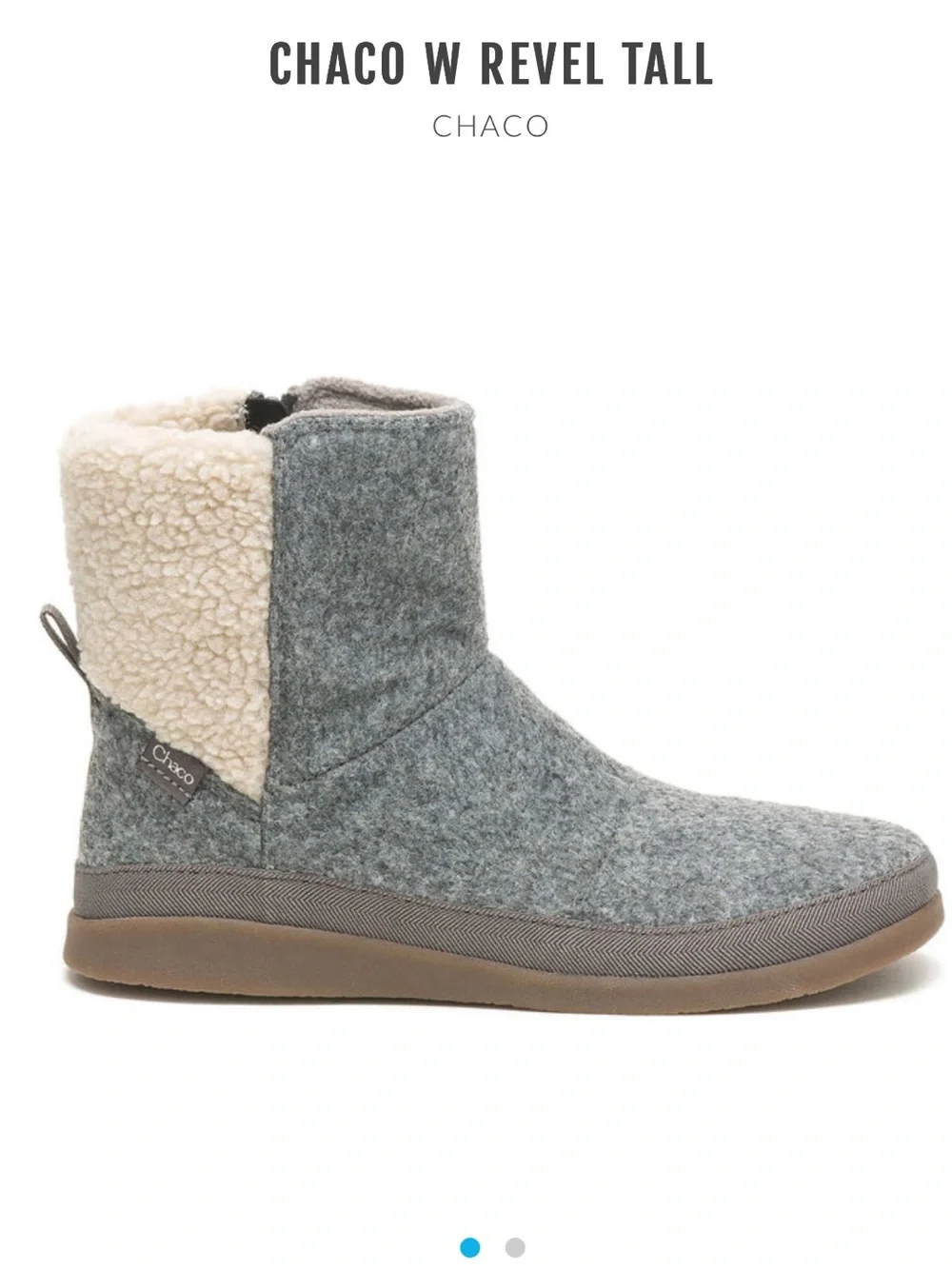 Chaco Revel Tall Women's Gray Boot with Cream Sherpa Cuff